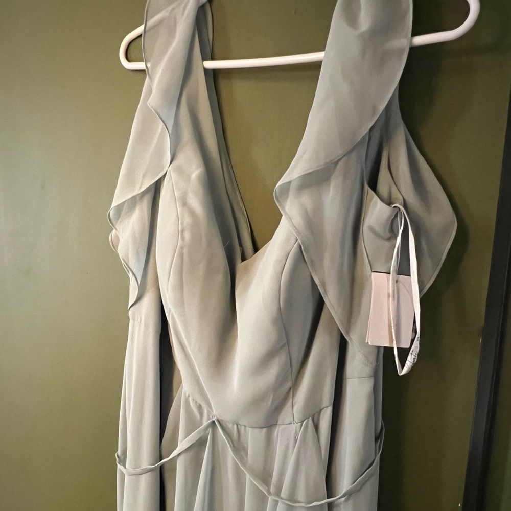 David's Bridal One Shoulder Gray Dress